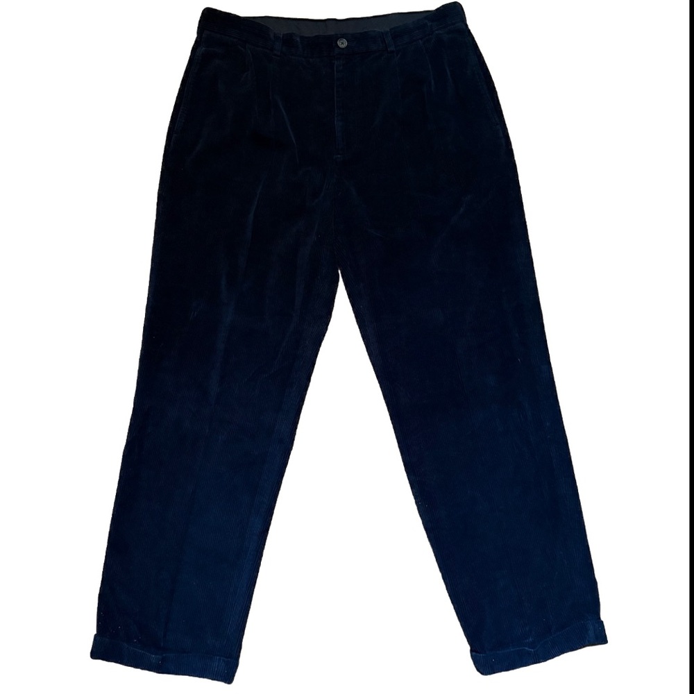 Brooks Brothers 346 Pants Men 38x32 Corduroy Blue Cotton Straight Leg Flat Front